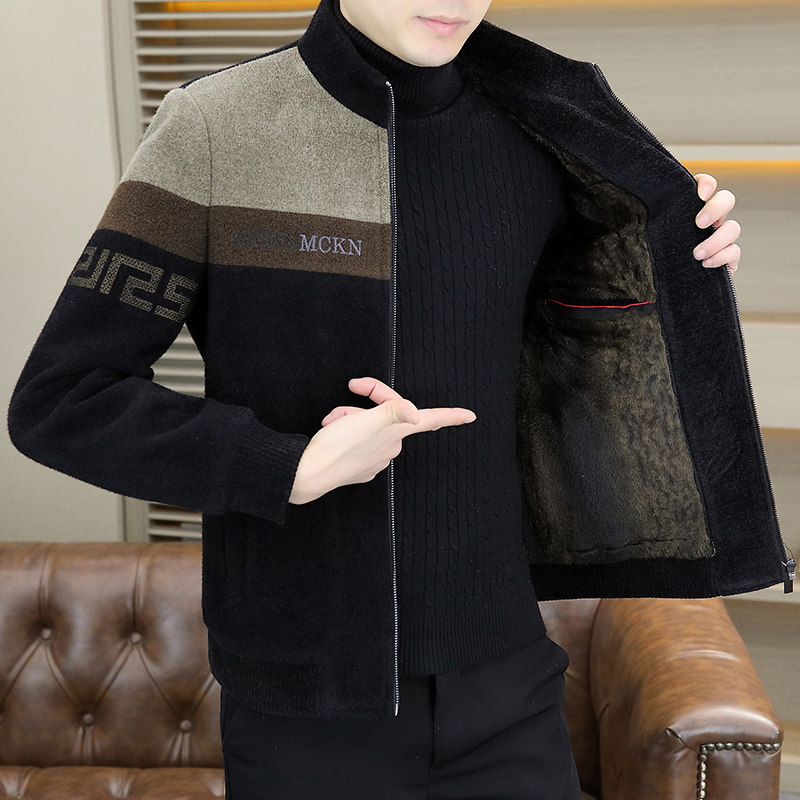 2025秋冬金貂绒翻领毛呢外套青年夹加棉加厚夹克棉服HF8831-P140,男装夹克,星座1206（原A206）