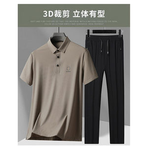 男士夏薄爸爸装中老年爷爷短袖商务休闲套装  HL6955-P68图片