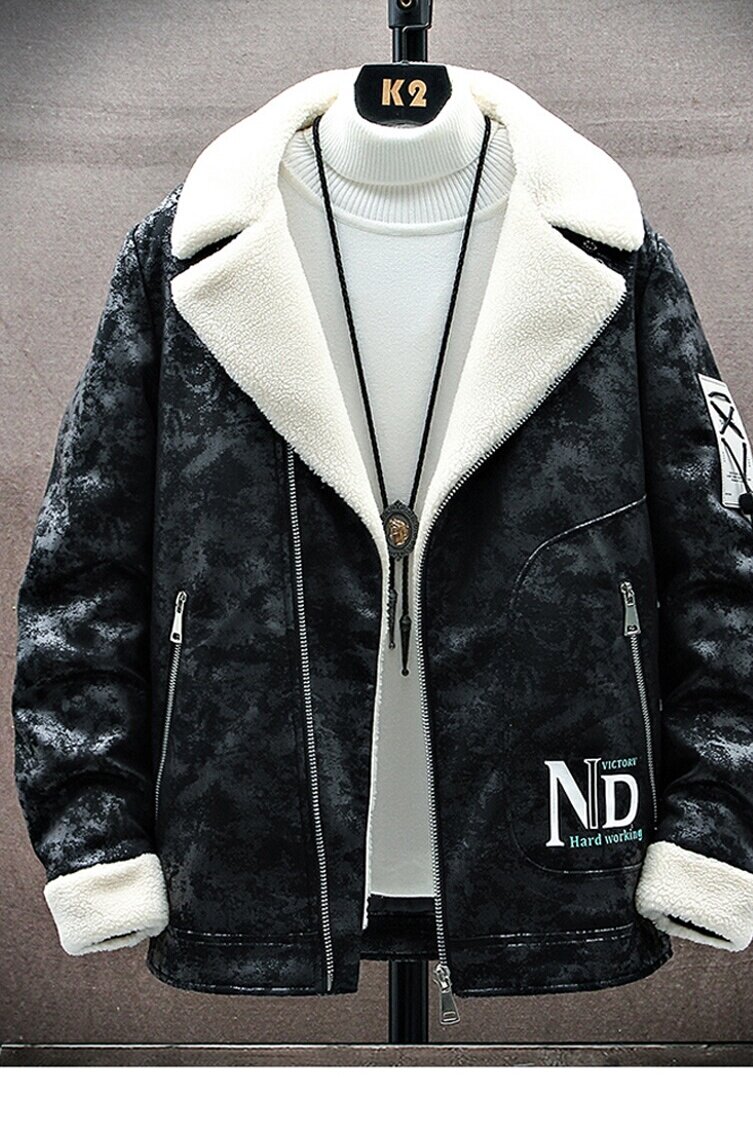 羊羔毛】2025秋冬夹克潮流百搭机车服外套YCGW9929-P110,男装夹克,星座1206（原A206）