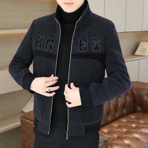 2025秋冬金貂绒翻领毛呢外套青年夹加棉加厚夹克棉服 HF8821-P140图片