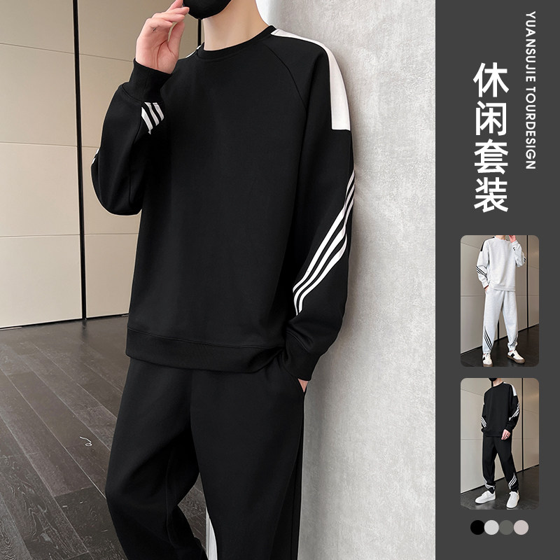 新款潮牌运动服套装男士春秋季卫衣卫裤美式男装搭配一套帅气P60图片