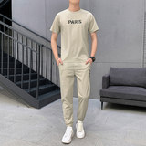 男士冰丝套装夏季一套潮流帅气男装休闲潮牌两件HL15333，男装休闲套装，电商A206