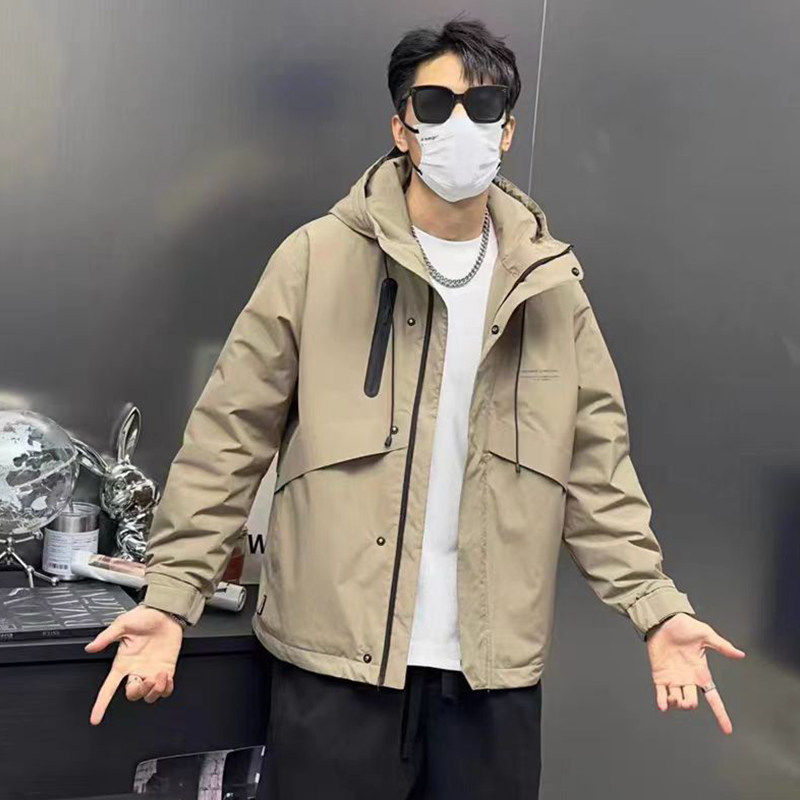 春季新款男工装拉链连帽上衣百搭冲锋衣夹克宽松外套男HGC77-P110图片