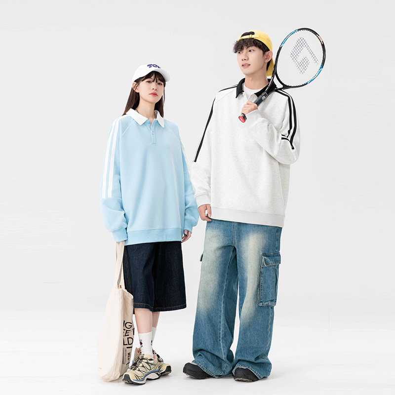 潮流男装美式Polo领卫衣男士重磅秋季休闲简约宽松上衣HH8900-P40,男装卫衣,星座1206（原A206）