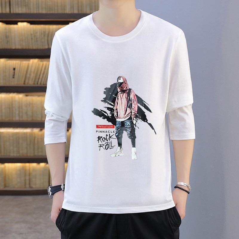 春秋新款男士圆领套头卫衣潮流时尚印花百搭上衣青年男7087-P16图片