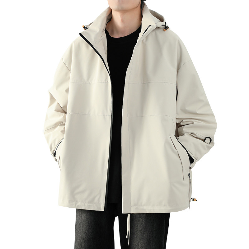春秋款工装连帽夹克潮流拼色宽松百搭户外冲锋衣外套HS8306-P75,男装夹克,星座1206（原A206）