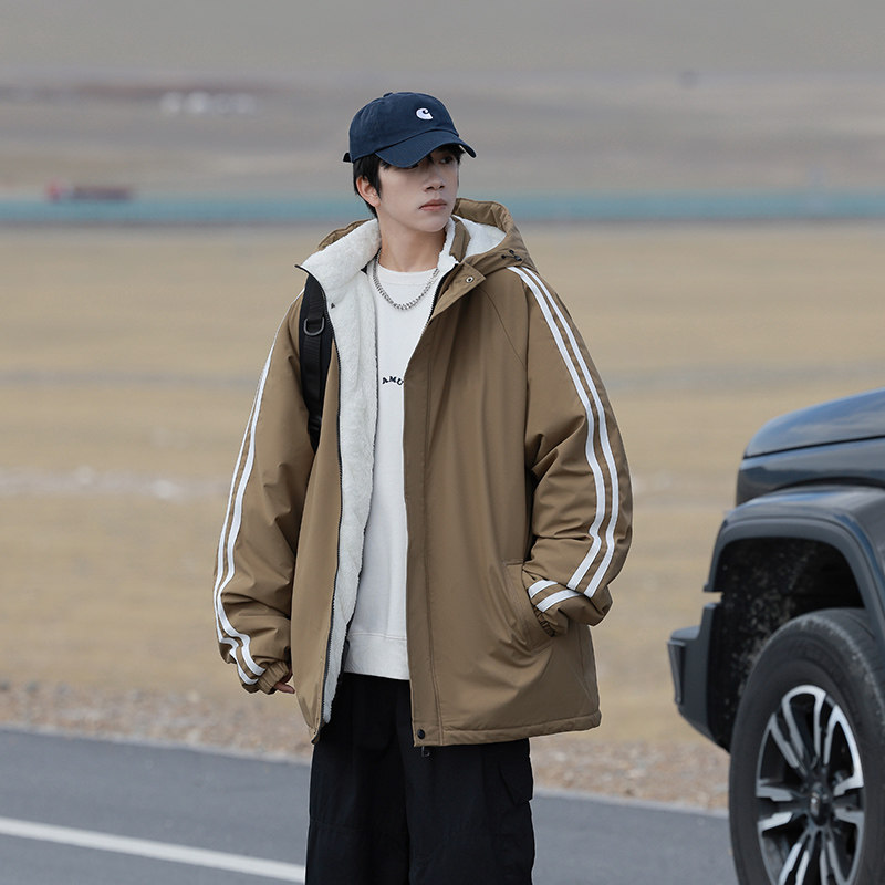 2024冬季青少年连帽棉服潮牌刺绣加绒加厚棉衣外套HL5308-P85，男装棉衣，星座1206（原A206）