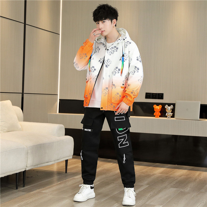 2023高品质青少年学生渐变夹克套装男士上衣裤子两件套TZA31-P95，男装休闲套装，星座1206（原A206）