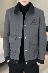 2025秋冬金貂绒翻领毛呢外套青年夹加棉加厚夹克棉服 HF8832-P135图片
