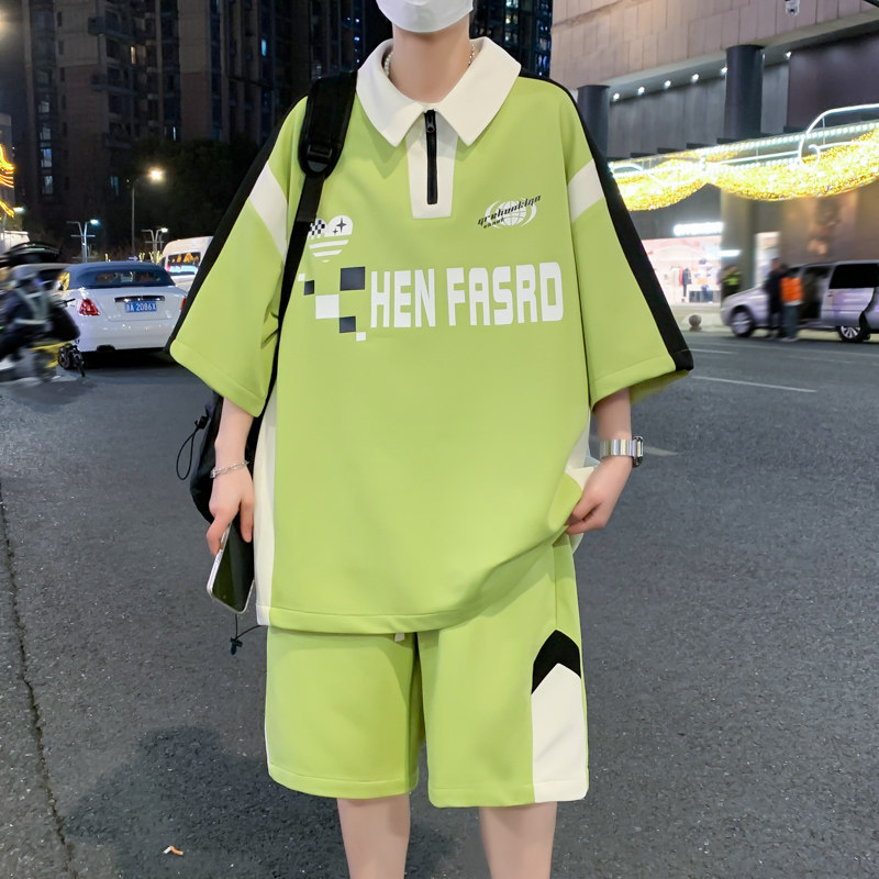 2025新款青少年短裤短袖套装大货以备性比价高HY1818-P55,男装休闲套装,星座1206（原A206）