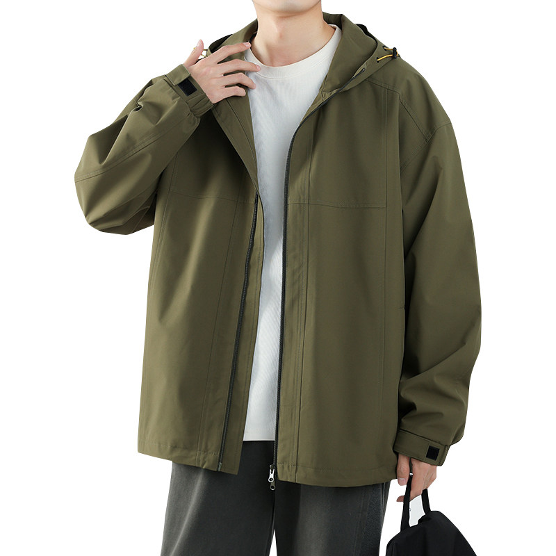 春秋款工装连帽夹克潮流拼色宽松百搭户外冲锋衣外套HS8305-P75,男装夹克,星座1206（原A206）