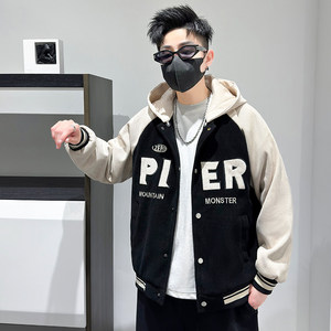 新款欧棉条外套男青少年学生潮流宽松棒球服夹克外套HGC1920-P85
