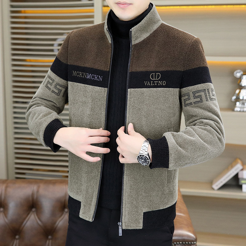 2025秋冬金貂绒翻领毛呢外套青年夹加棉加厚夹克棉服HF8831-P140,男装夹克,星座1206（原A206）