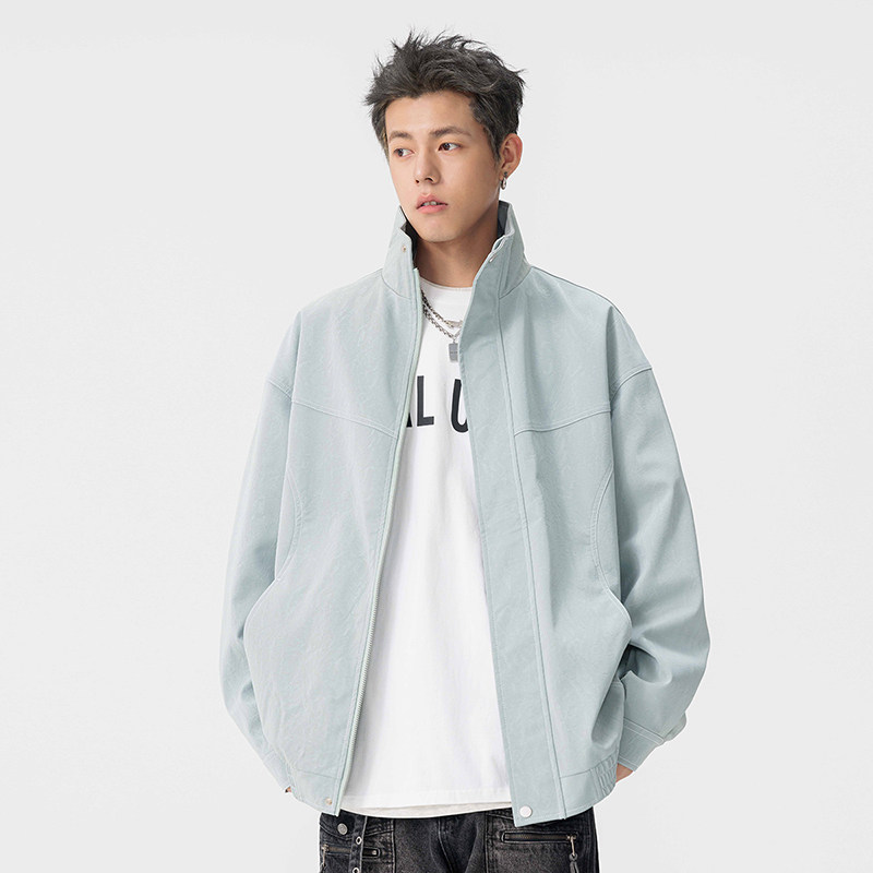 2025秋季新款皮衣男机车服时尚潮流港风翻领宽松PU外套GS6395-P90,男装皮衣,星座1206（原A206）