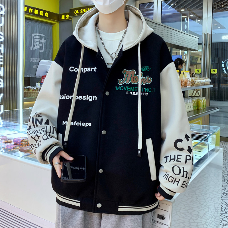 2024春秋新款休闲连帽夹克男宽松青少年外套JM33005-70,男装夹克,星座1206（原A206）