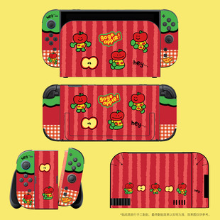 任天堂switch2代oled1代贴纸红黄格子A仔ns2游戏机贴膜保护痛贴