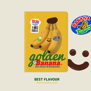 复古 10代10.9寸air4 和风猫饭原创香蕉苹果带笔槽iPad保护壳磁吸亚克力笔槽10.2寸Pro11寸12.9寸min6新款