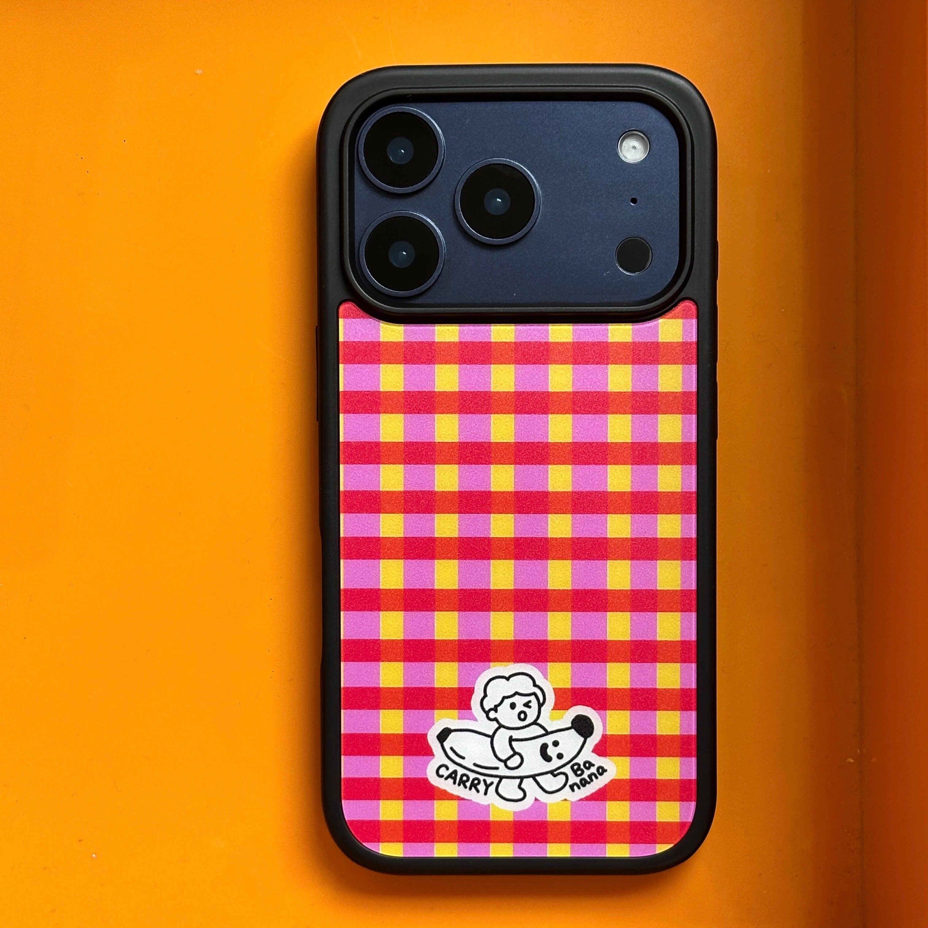 和风猫饭美式彩虹格磁吸黑框磨砂手机壳适用于苹果华为iPhone17/16/15promax13/14promax防摔卡通mate60pro