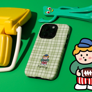 15promax 和风猫饭绿色格子菲林二合一磁吸充电款 mate60pro 12软壳iphone 保护 手机壳适用于苹果17