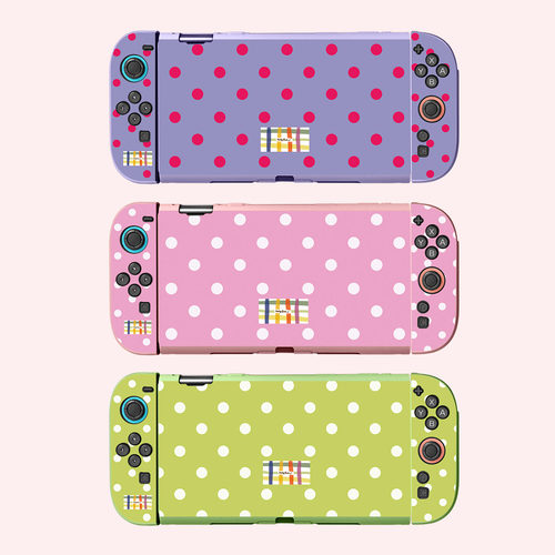 和风猫饭任天堂switch2代oled1代ns保护套波点紫黑色彩NS2收纳包