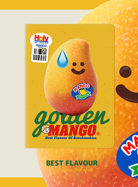 和风猫饭黄色可爱芒果小人iPad保护壳磁扣亚克力笔槽旋转10.2寸Pro11寸12.9寸mini6新款10.9寸少女款