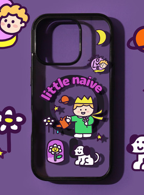 和风猫饭磁吸小王子黑框贝贝壳适用苹果17promax/16promax/iPhone15手机壳苹果14白色全包14pro保护套iphone