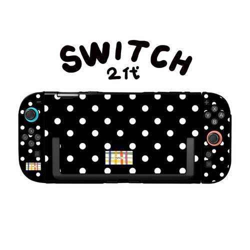 和风猫饭新款任天堂switch2代保护套黑白波点原创NS2硬收纳包透