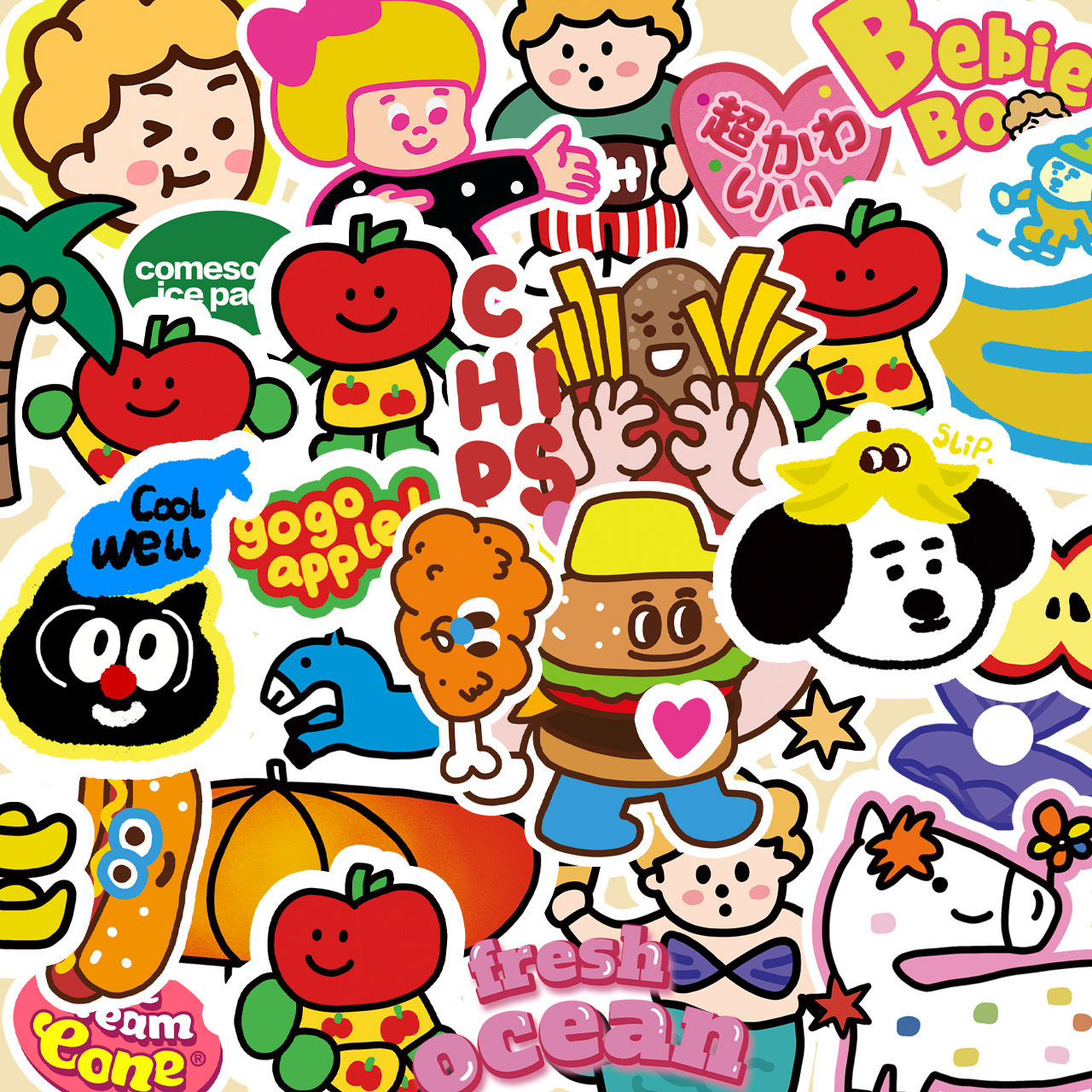 和风猫饭2026新款贴纸学生手帐手机水杯diy装饰卡通贴画韩国,3C数码配件,手机贴纸,淘宝优惠券,粉丝福利购,淘宝优惠卷