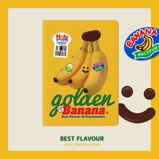 复古 10代10.9寸air4 和风猫饭原创香蕉苹果带笔槽iPad保护壳磁吸亚克力笔槽10.2寸Pro11寸12.9寸min6新款