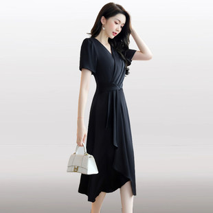撤柜撤标2025年夏新款气质名媛洋气显瘦绝美V领收腰连衣裙