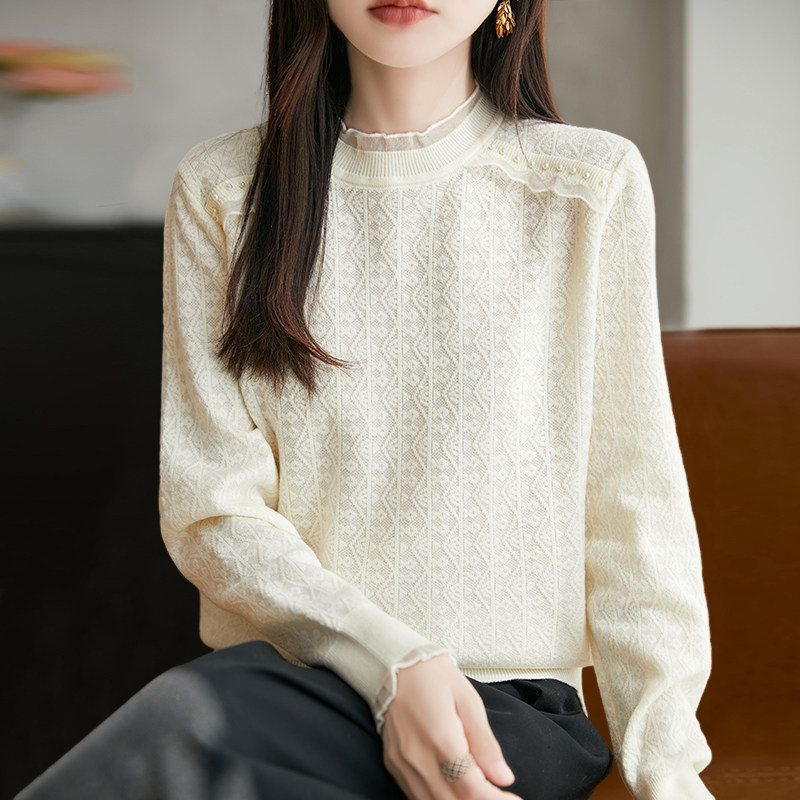 撤标撤柜(A)蕾丝钉珠提花针织打底衫女春秋洋气大码女装秋冬毛衣,女装/女士精品,毛针织衫,淘宝优惠券,粉丝福利购,淘宝优惠卷