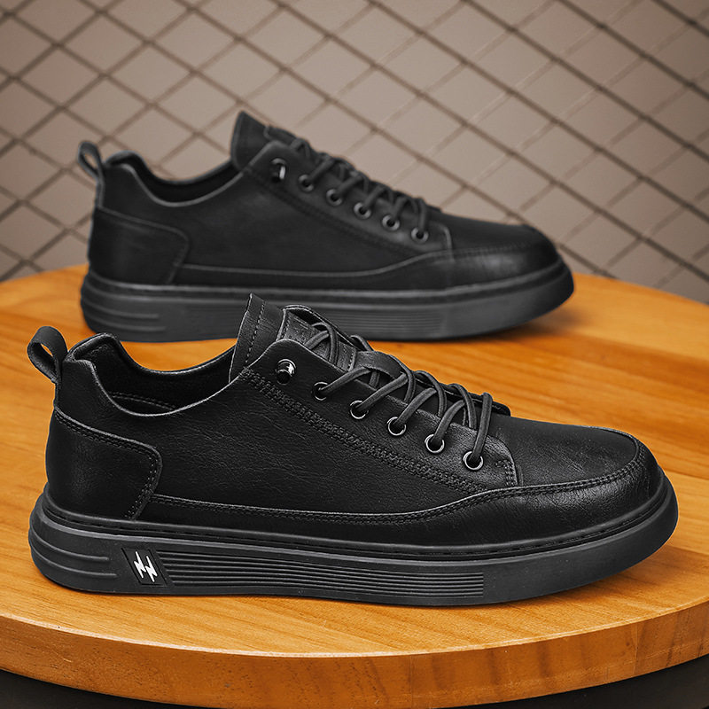 撤标撤柜(H)男春低帮板鞋子男时尚潮流百搭厚底耐磨运动休闲潮鞋