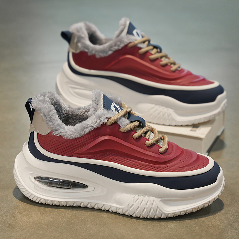 撤标撤柜男冬季爆款时尚网红加绒加厚休闲鞋防滑气垫增高运动鞋