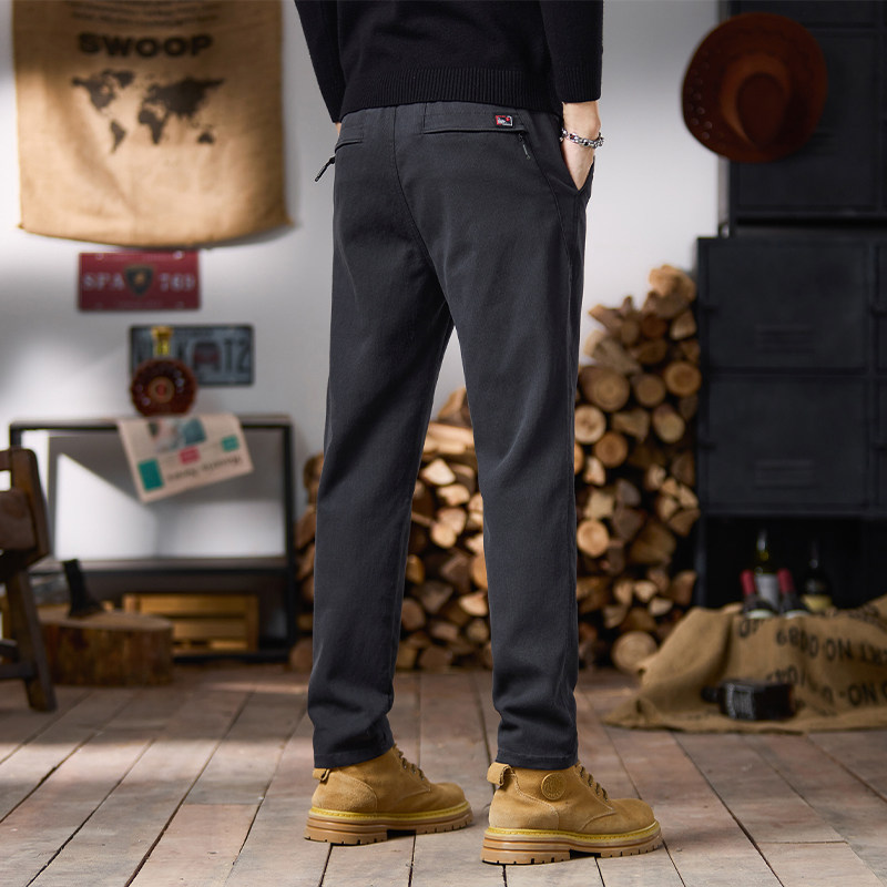 撤标撤柜(D)修身休闲裤子男士秋季抗皱百搭商务简约小脚直筒裤