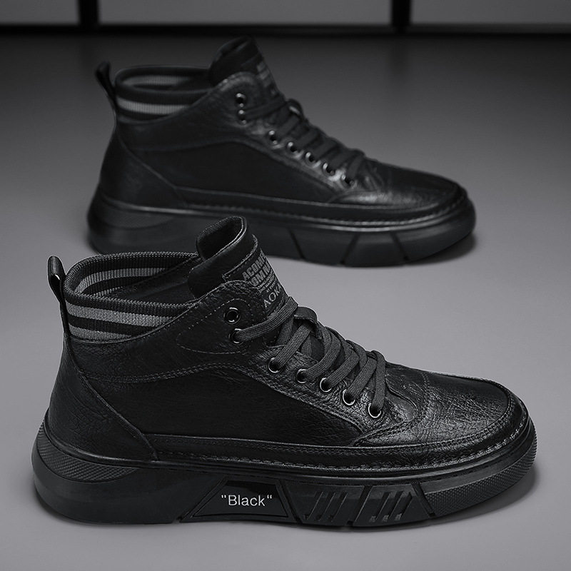 撤标撤柜（H）高帮休闲板鞋潮流百搭防滑耐磨马丁黑色中帮皮靴,流行男鞋,休闲板鞋,淘宝优惠券,粉丝福利购,淘宝优惠卷
