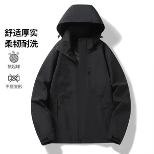 一线撤标撤柜新款单层防风防水专业户外冲锋衣连帽夹克外套(男款)