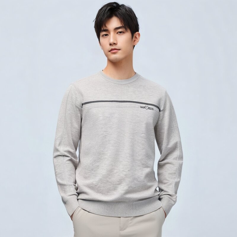 一线撤标撤柜2025年春秋季男新款薄款宽松休闲百搭时尚圆领针织衫