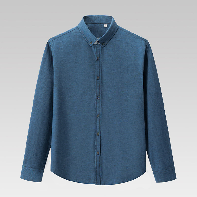 一线撤柜撤标2024年春秋新款男士百搭日常简约纯色休闲长袖衬衫