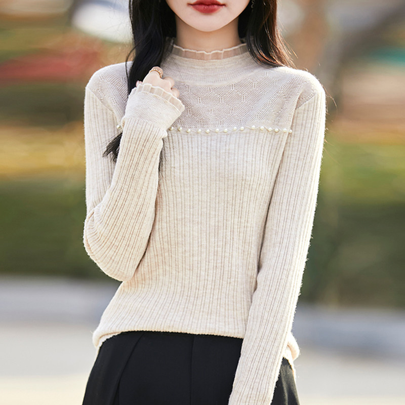 撤标撤柜(A)修身显瘦钉珠针织蕾丝打底衫女洋气内搭大码女装毛衣,女装/女士精品,毛针织衫,淘宝优惠券,粉丝福利购,淘宝优惠卷