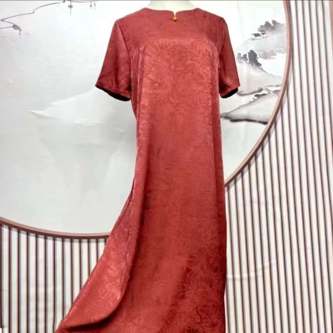 【雅家】撤柜2025年夏中长款纯色中老年妈妈装过膝缎面V领连衣裙,女装/女士精品,连衣裙,淘宝优惠券,粉丝福利购,淘宝优惠卷