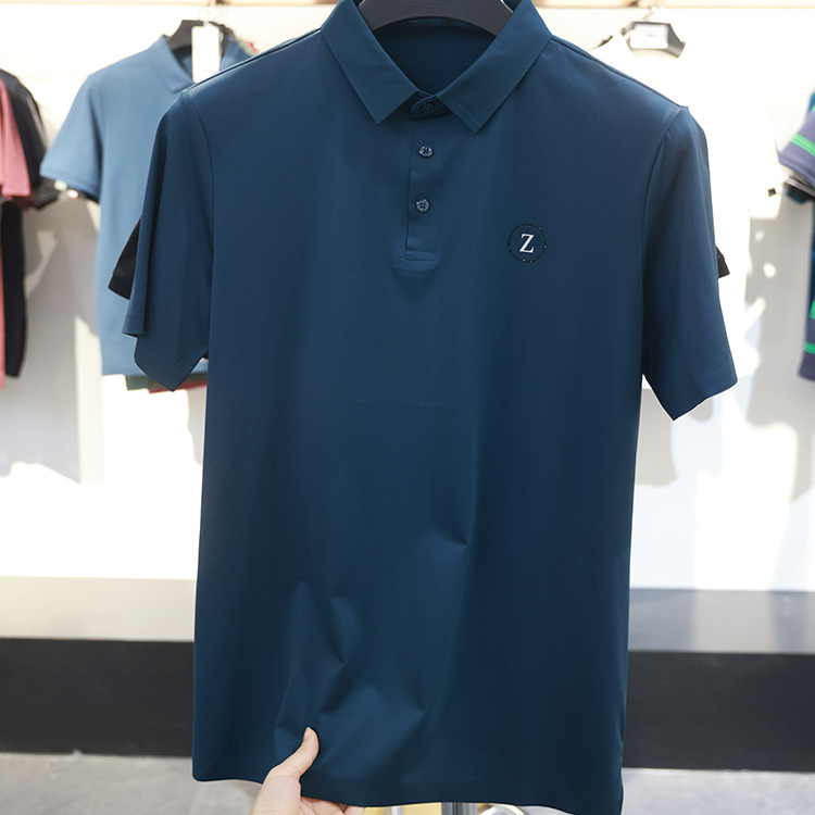 【H家】弹力无痕！撤标撤柜夏季男士纯色烫钻弹力无痕短袖POLO衫