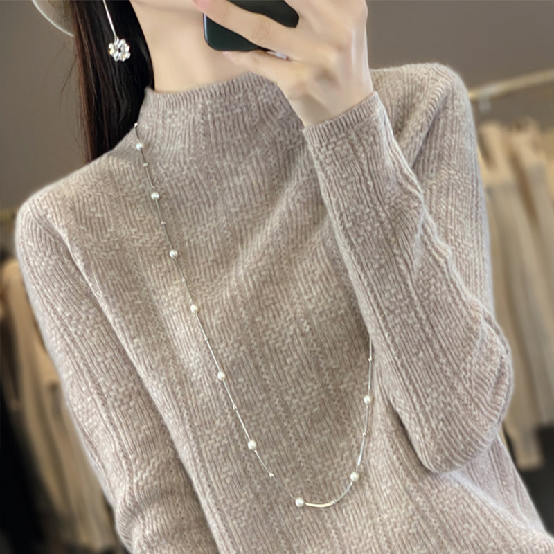 撤柜撤标(A)针织打底衫女半高领提花内搭洋气加大码女装秋冬毛衣,女装/女士精品,毛针织衫,淘宝优惠券,粉丝福利购,淘宝优惠卷