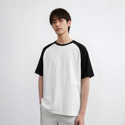 一线撤标撤柜2025夏季新款重磅宽松插肩舒适圆领短袖T恤(男女款)