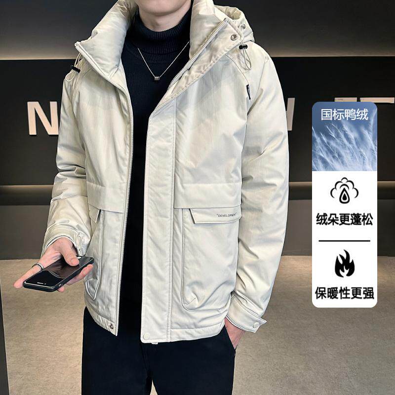 【豆家】撤标撤柜！2025秋冬男士新款宽松加厚保暖工装连帽羽绒服