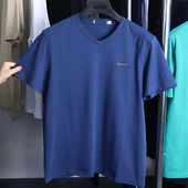 夏季 撤标撤柜 男士 舒适百搭时尚 T恤上衣 简约刺绣V领短袖 H家