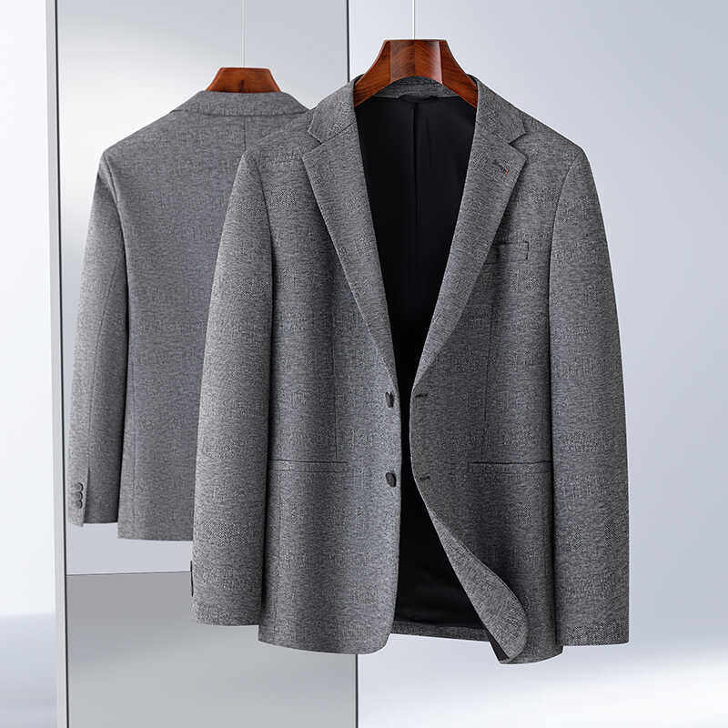 一线撤柜撤标2024年秋季男新款修身时尚平驳领易打理弹力休闲西服