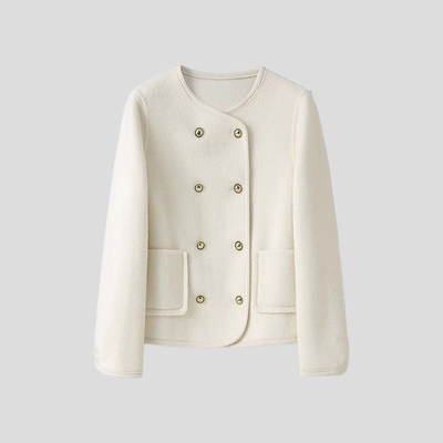 【杉家】撤标撤柜！女士新款洋气小香风短款双面呢羊毛大衣外套