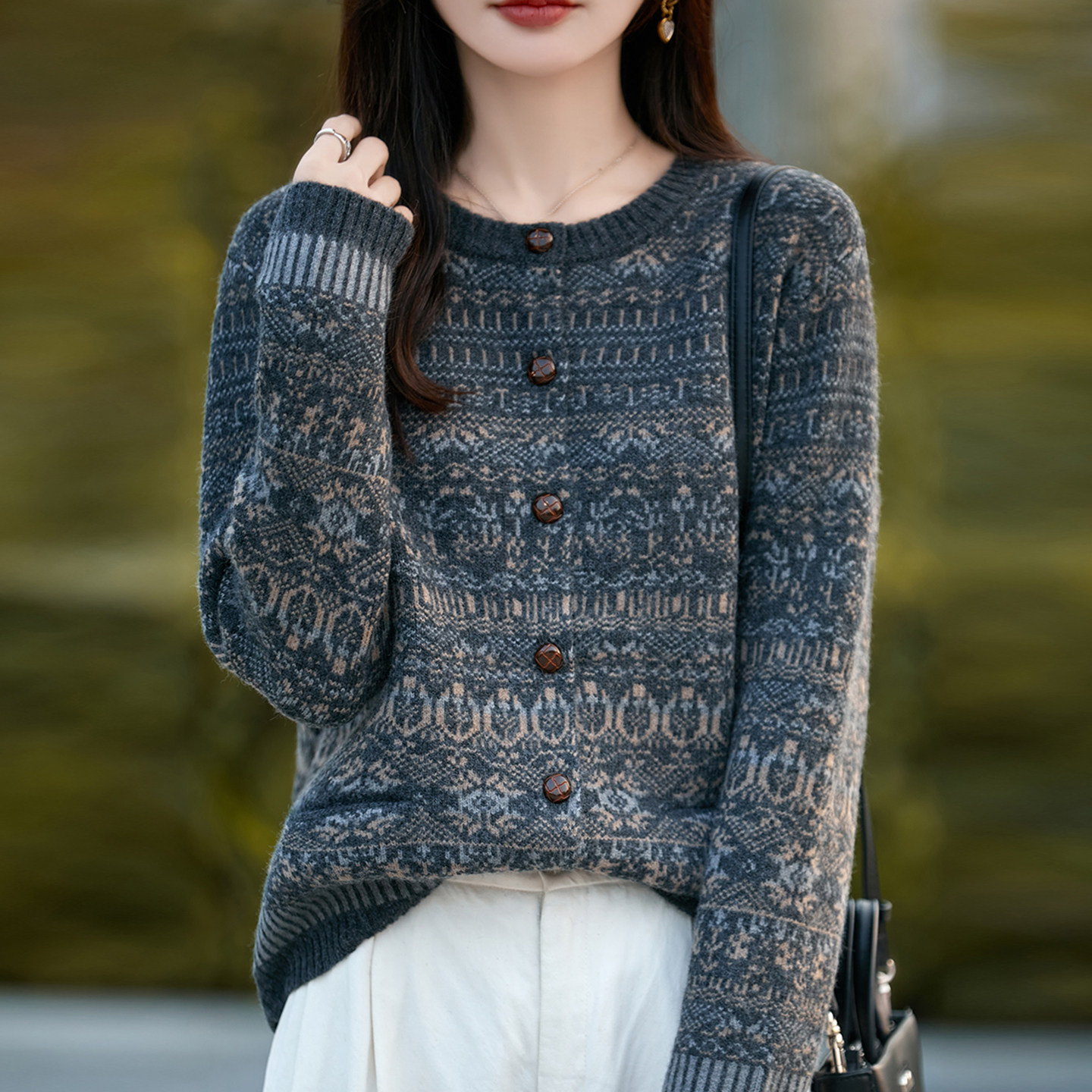 撤标撤柜（A）复古风时尚提花针织开衫外套女款洋气上衣秋冬毛衣,女装/女士精品,毛针织衫,淘宝优惠券,粉丝福利购,淘宝优惠卷