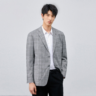 男士 时尚 帅舒适有型格纹休闲西服外套 新款 一线撤柜撤标2023年春季