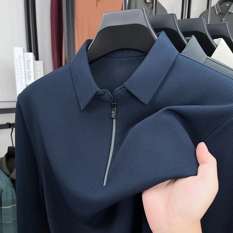 撤标撤柜（C）2025秋冬男简约质感商务休闲百搭半拉链翻领POLO衫